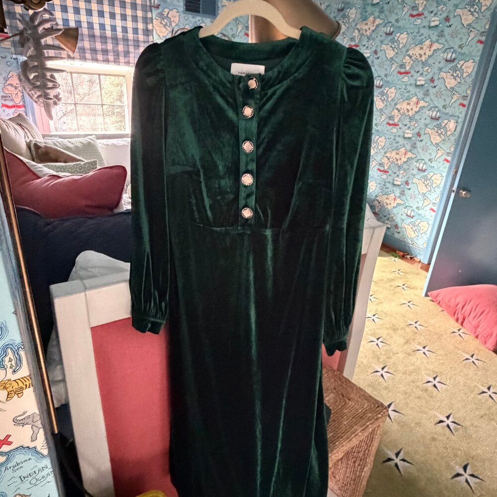 POMANDER PLACE Tuckernuck Green Velvet Dress